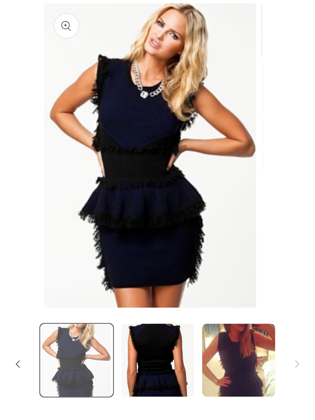 Mcq By Alexander Mcqueen Navy And Black Fringed Peplum Midi Dress